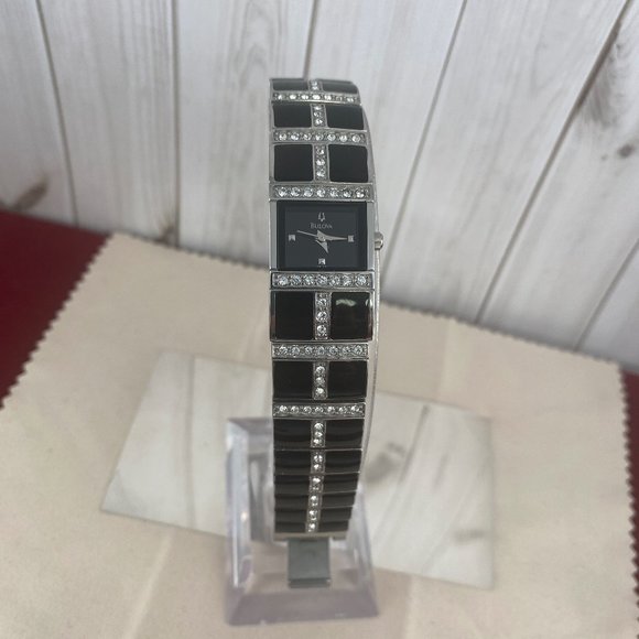 Bulova Cocktail Watch Stainless Steel with Black Onyx Tiles & Swarovski Crystals main image 7